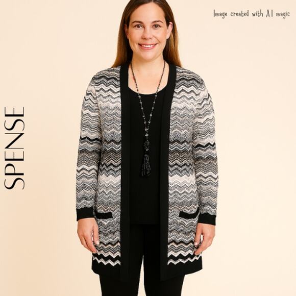 SPENSE KNITS Pointelle Knit Duster-Cardigan, M/L - Picture 1 of 9